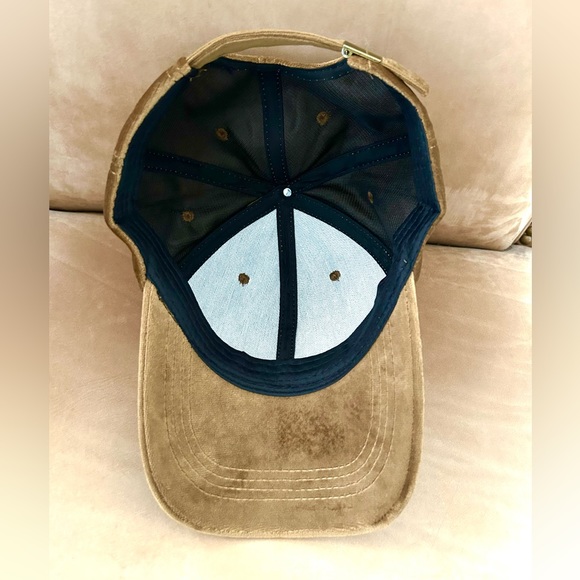 Velvet Baseball Cap in Camel with Adjustable Strap- New! - Picture 11 of 12